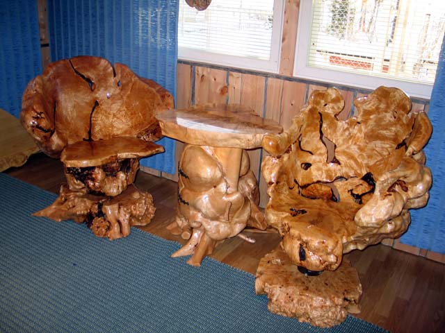 Burl arm chair and drink cupboard
