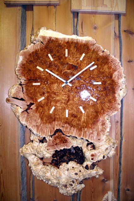 Burl clock, large