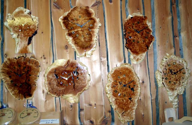 Assorted burl clocks