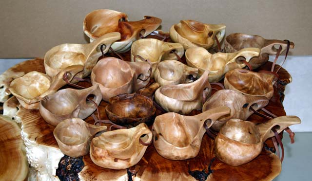 Assorted wooden cups