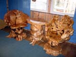 Burl arm chair and drink cupboard