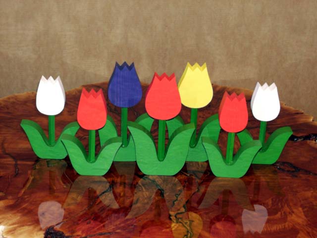 Wooden flowers, assorted colours