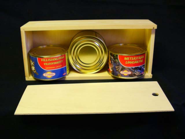 Wooden box for canned foods